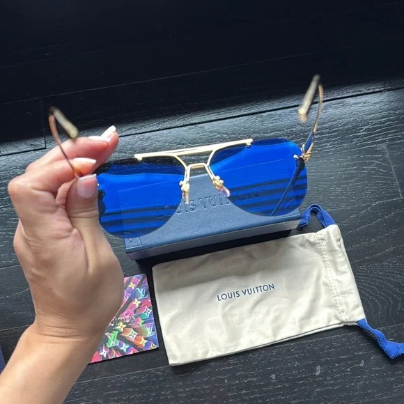 Louis Vuitton Ash 1.1 Millionaires Pilot Z1261W Gold Rimless Aviators - Picture 10 of 13